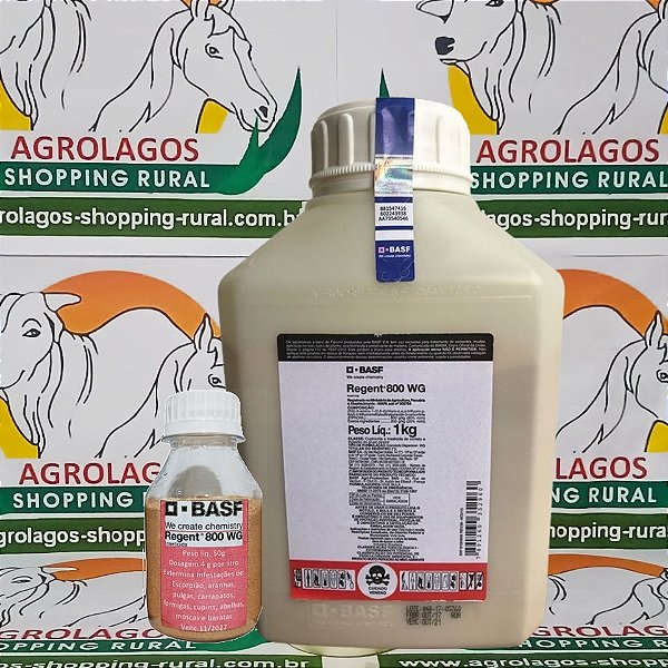 Inseticida Regent 800 WG 50 g - Fipronil 80% Eficaz contra Pulgas, carrapatos, escorpião, formigas, baratas, moscas (larvas e insetos), traças, cupins, brocas e insetos em geral.