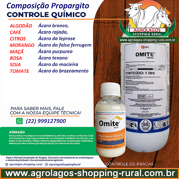 Acaricida Omite 720 Fracionado 100 ml - Composição Propargito