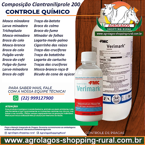 inseticida ingestão e contato Verimark Fracionado 100 ml - Composição Ciantraniliprole 200