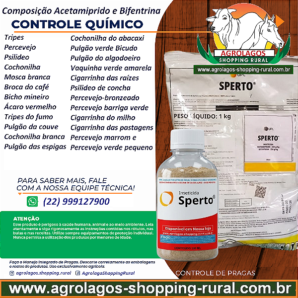 Inseticida Multicultura Sperto Fracionado 100 gr - Composição Acetamiprido e Bifentrina