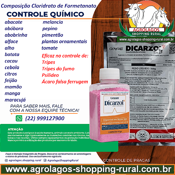 Acaricida Dicarzol Fracionado 50 gr - Cloridrato de Formetanato