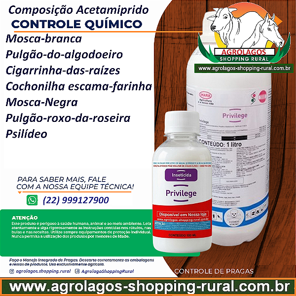 Inseticida Privilege Fracionado 100 ml - Composição Acetamiprido