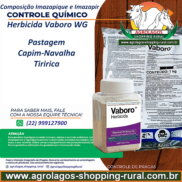 Herbicida Vaboro WG Fracionado 100 g - Composição Imazapir e Imazapique