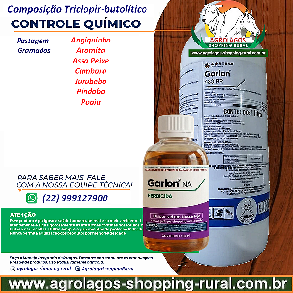 Herbicida Garlon 480 BR Fracionado 100 ml - Composição Triclopir Butólico