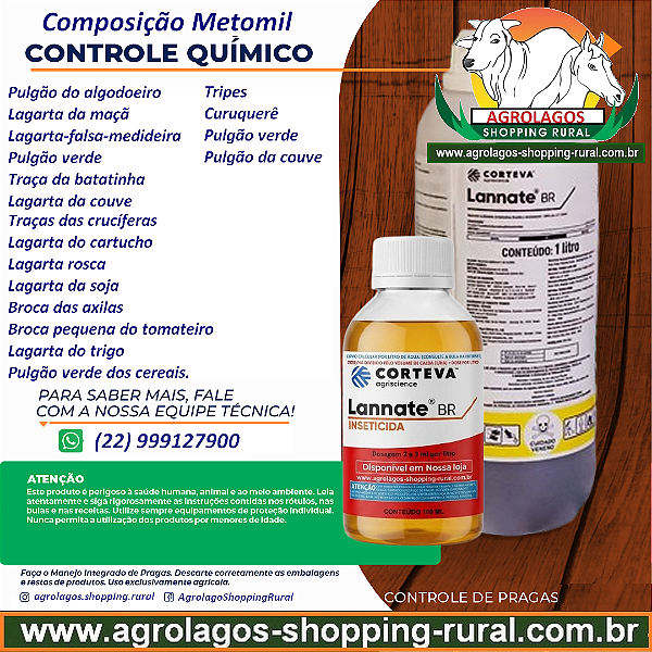 Inseticida Lannate BR Fracionado 100 ml - Composição Metomil