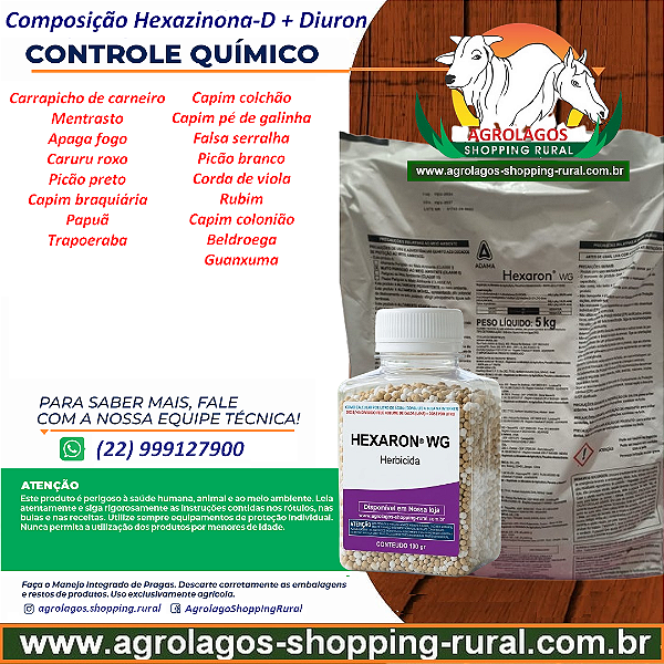 Herbicida Hexaron® WG Fracionado 100 gr - Composição Hexazinona + Diurom