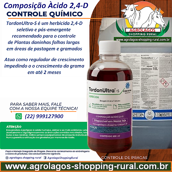 Tordon Ultra herbicida 500 ml - Ácido 2,4-D Mata Folhas Largas e regulador de crescimento