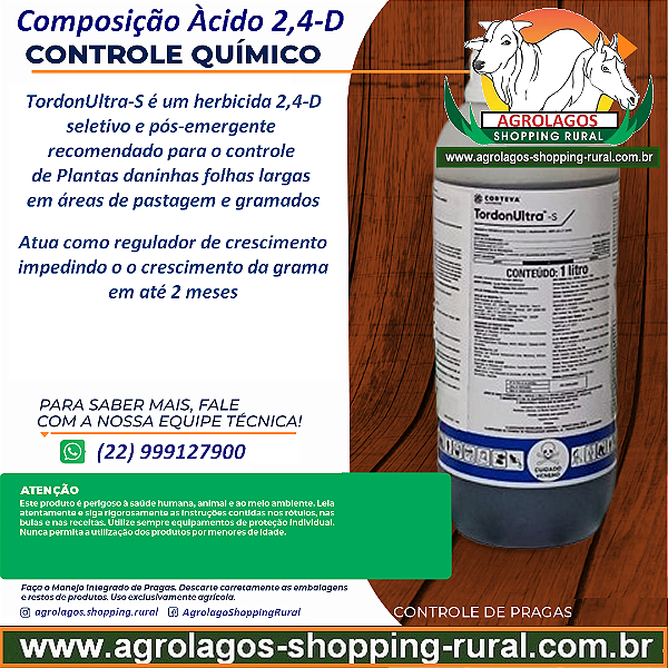 Herbicida Tordon Ultra 1 litro - Ácido 2,4-D Mata Folhas Largas e regulador de crescimento