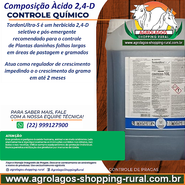herbicida Tordon Ultra 10 Litros 2,4-D - Mata Mato Folhas Largas e regulador de crescimento