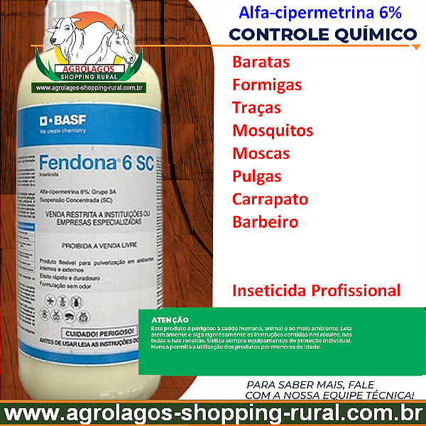 inseticida Fendona 6 1 litro - Piretroide Alfa-cipermetrina 6%
