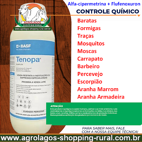 Inseticida Tenopa 1 Litro -Alfacipermetrina 3% + Flufenoxuron 3%,