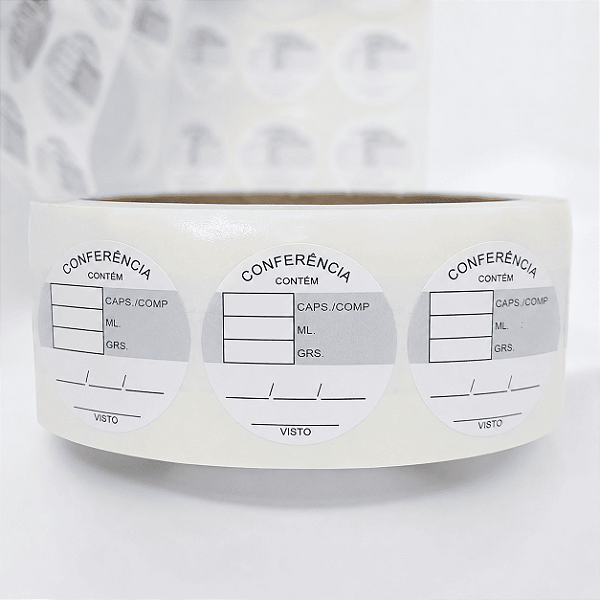 Etiqueta Adesiva Conferência Visto 25x25mm Papel Couchê Rolo 2000 Unidades