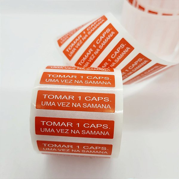 Etiqueta Adesiva Tomar 1 Caps Uma Vez na Semana