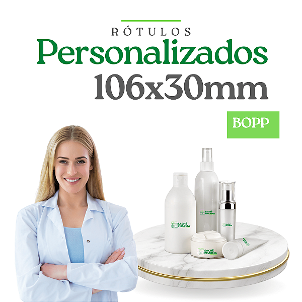 Rótulos Personalizados 106x30mm | BOPP | 10 Mil Etiquetas