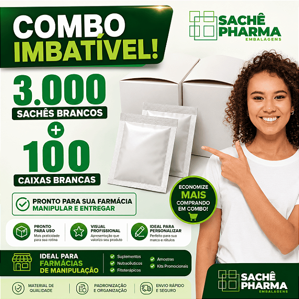 Combo Imbatível: 3.000 Sachês Branco + 100 Caixas