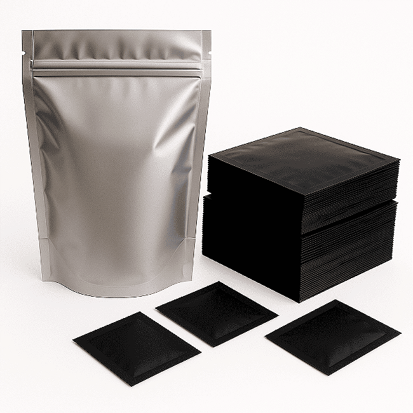 Kit Pouch Pro Slim 15x22 + 2000 Sachês Pretos Foscos 70x70 – Embalagens Premium