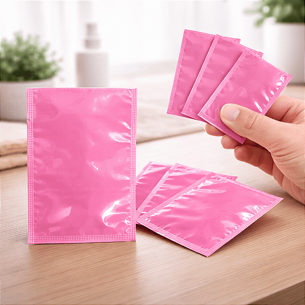 Sachê Laminado Rosa Brilho 70x100mm | 3.000 Un | Alta Barreira