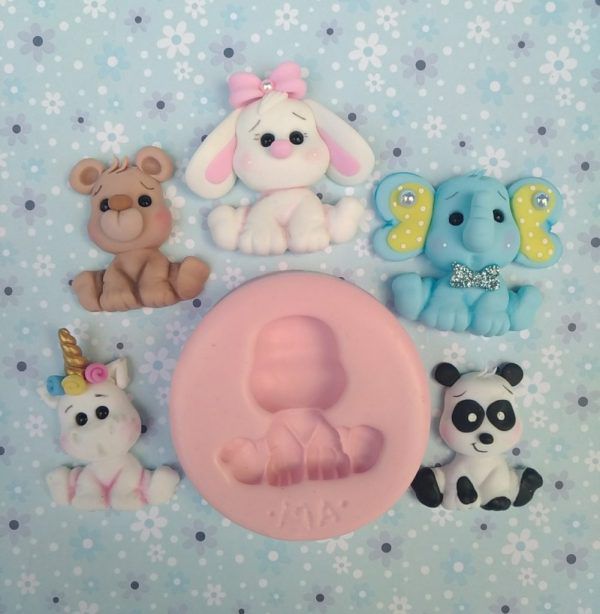 molde de silicone de Bichinhos Universal unicórnio, coelho, elefante, urso, panda