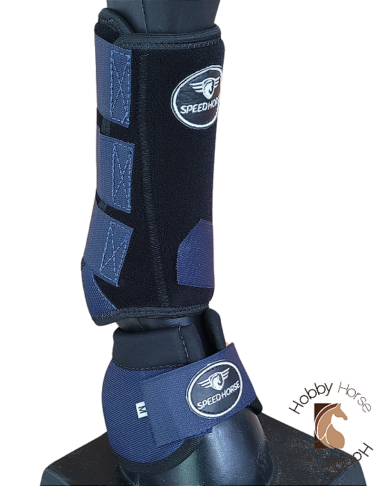Kit caneleiras dianteiras + cloches Speed Horse azul marinho/preto