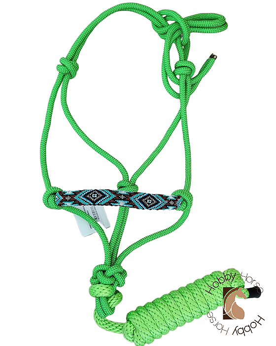 Cabresto 7 nós bordado em miçangas verde limão Boots Horse