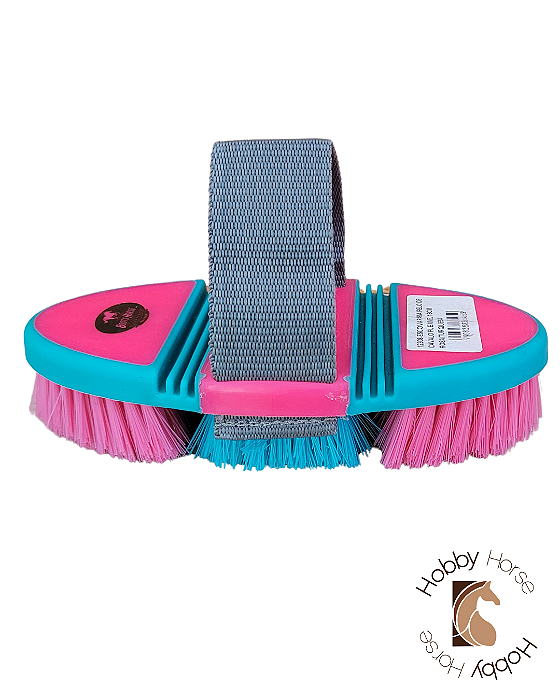 Escova flexível rosa pink/turquesa