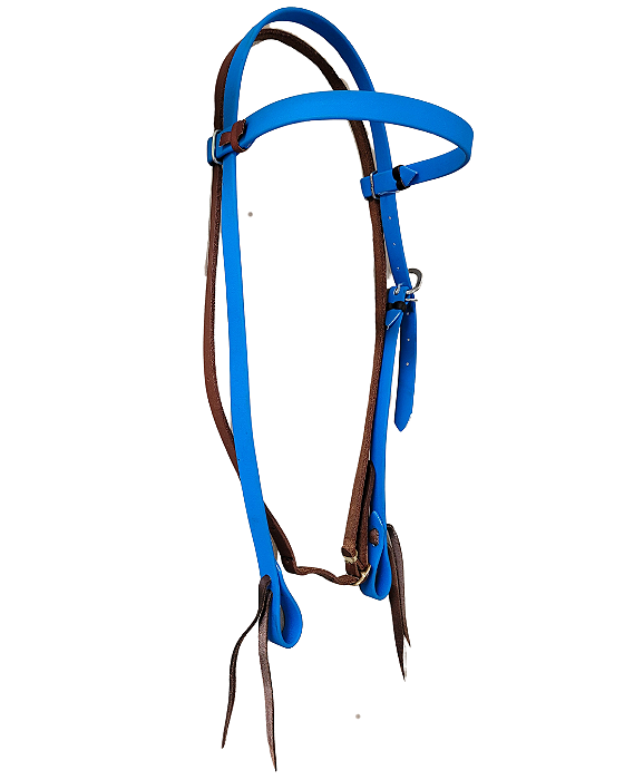 Cabeçada de testeira com afogador  em silicone azul royal