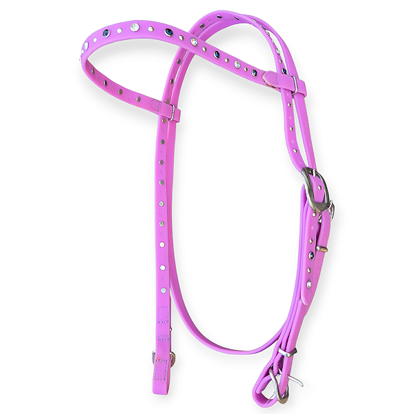 Cabeçada testeira de silicone com strass lilás