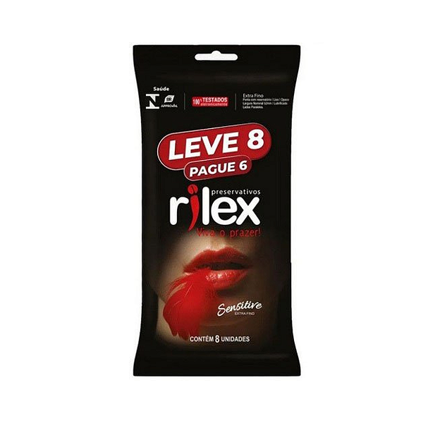 Preservativo Lubrificado Extra Fino Sensitive Leve 8 Pague 6 Rilex