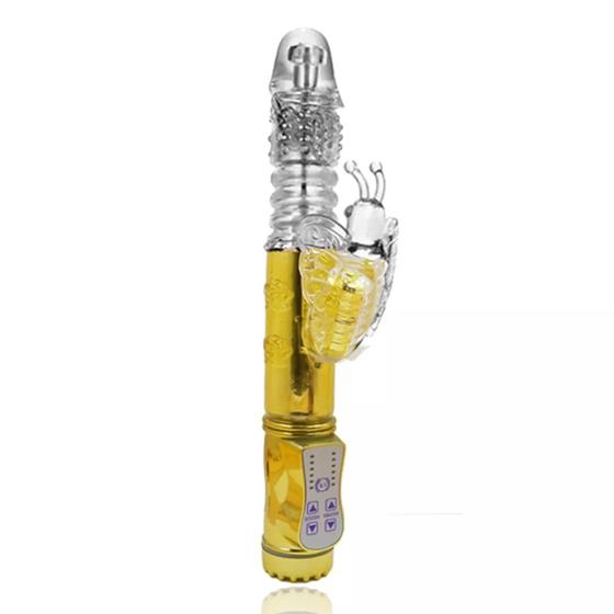 Vibrador Rotativo Vai E Vem Com Estimulador Clitoriano Borboleta E 36 Vibrações Importação