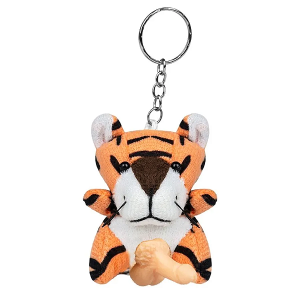 Chaveiro de Bichinho em Pelúcia com Genitália Pênis Tigre