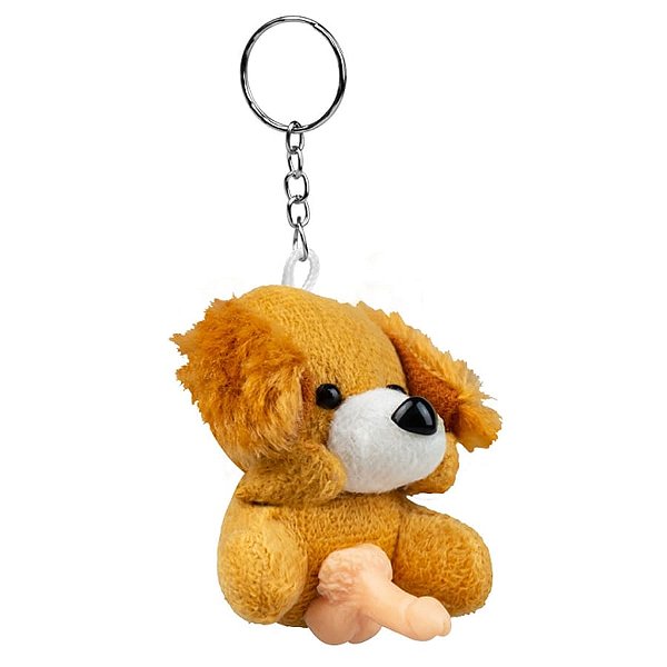 Chaveiro de Bichinho em Pelúcia com Genitália Pênis Cachorro