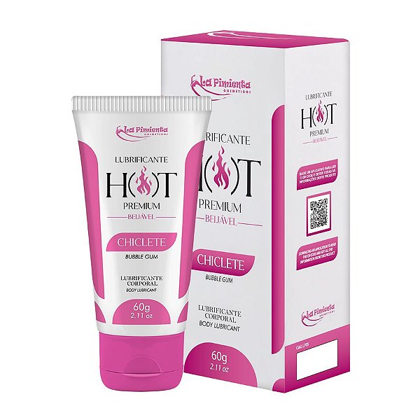 Hot Premium Lubrificante Térmico Corporal Beijável 60g Chiclete