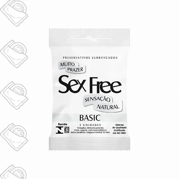 Preservativos Lubrificados Basic Sensação Natural com 3 Un. Sex Free