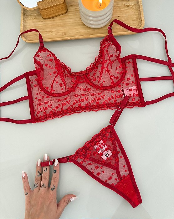 Conjunto Jessica Tule bordado