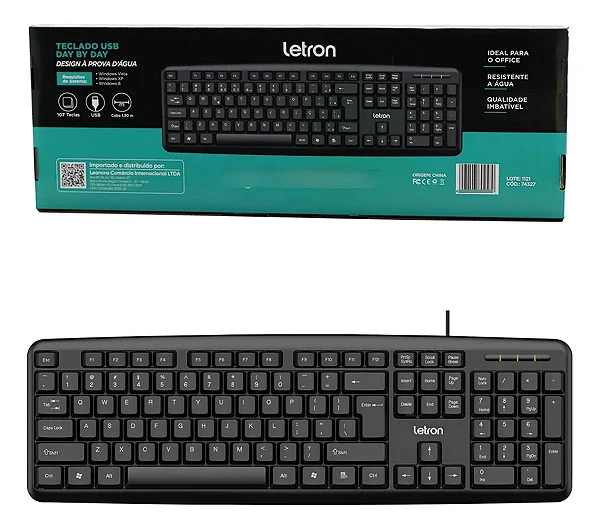 Teclado USB C/Fio Preto - Letron