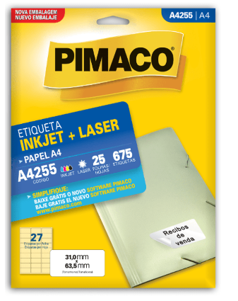 Etiqueta Ink-Jet A4255 Laser A4 31,0 X 63,5 PIMACO