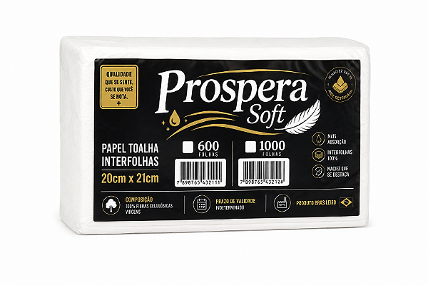 Papel Interfolha 100% Celulose 20x20cm LUXO - Prospera Soft