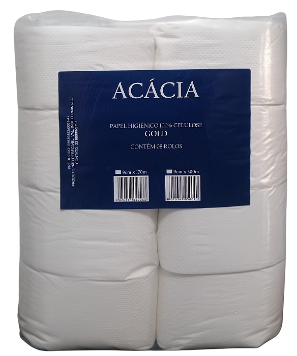 Papel Higiênico Rolão 100% Celulose Folha Dupla C/8 Rolos 300m - Acácia