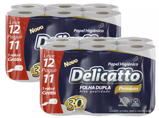 Papel Higiênico Folha Dupla Fardo C/64 Rolos - Delicatto