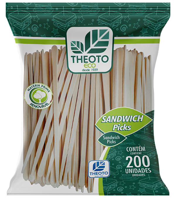 Palheta De Madeira P/sanduiche E Café c/200 - Theoto