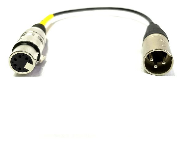Cabo Adaptador DMX XLR 5 Pinos Fêmea - 3 Pinos Macho 30cm
