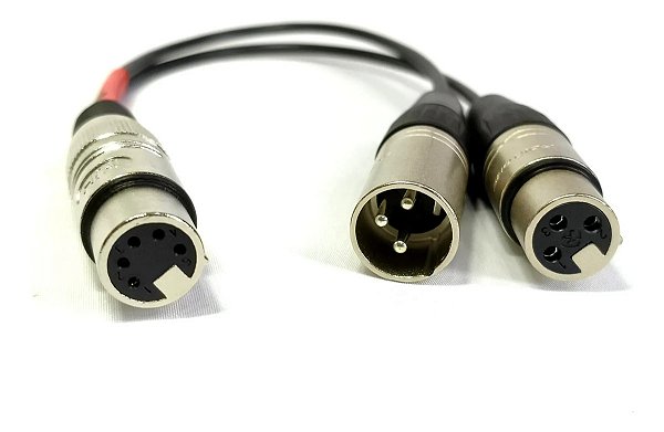 Cabo Adaptador Duplo Dmx Xlr Fêmea 5 Pinos para XLR 3 Pinos Macho e Fêmea