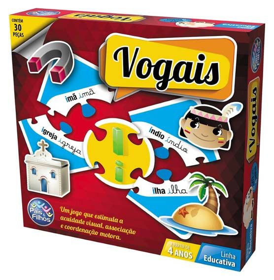 Brinquedo Educativo Vogais 30 peças - Pais&Filhos