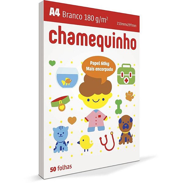 Papel Sulfite 60 A4 180g c/50 folhas Branco - Chamequinho