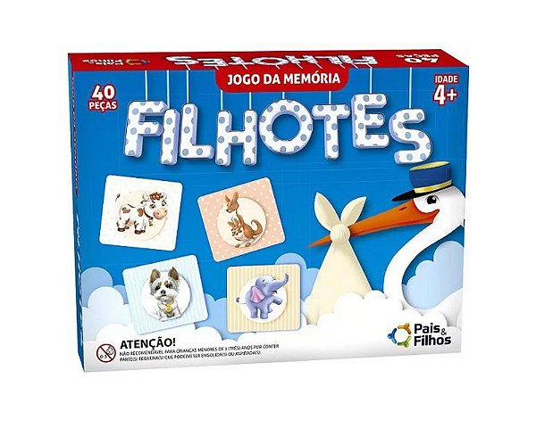 Jogo da Memória Filhotes 40 peças - Pais&Filhos