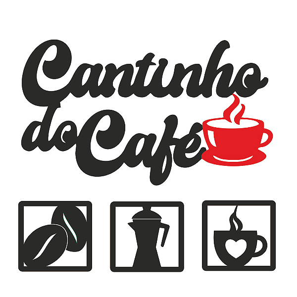 Quadro decorativo MDF Vazado Cantinho do Café 36x21cm