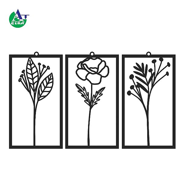 Kit Quadro decorativo Floral 10cmX18cm