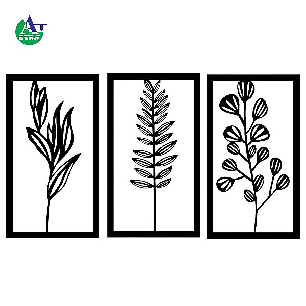 Kit Quadro decorativo Floral 17x30cm