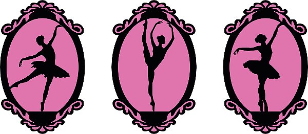 Kit Quadro decorativo Bailarina Balé Clássico 39x25cm