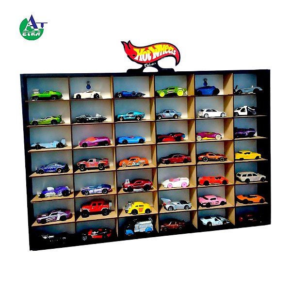 Expositor Hot Wheels MDF 42 carrinhos 60x40x5cm